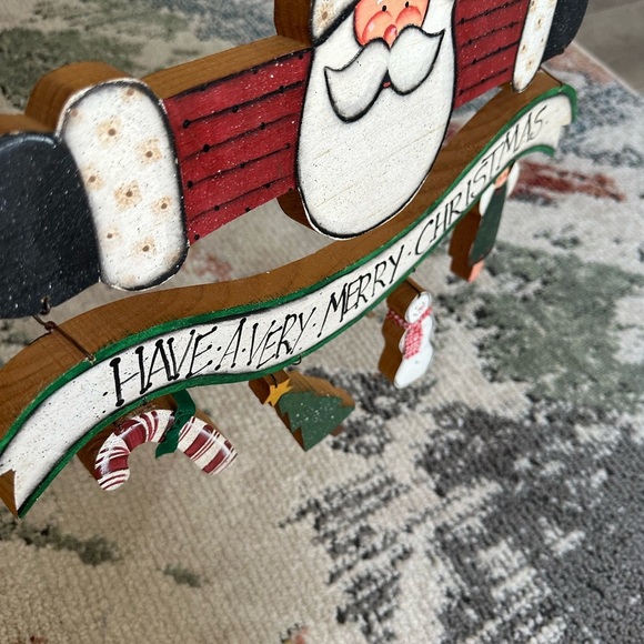 Vintage Hand Crafted Santa Have a Merry Christmas Wooden Wall Art - Picture 9 of 16